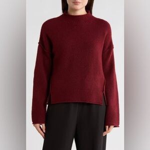 Max Studio London Exposed Seam Mock Neck Sweater Red Size Small